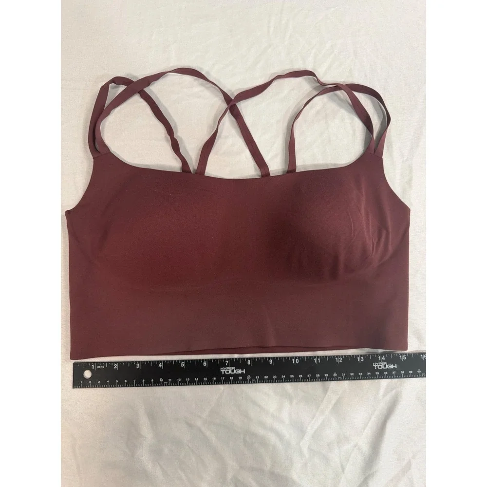 Offline by Aerie Real Me Strappy Sports Bra Burgundy XL Sweat Cardio Longline